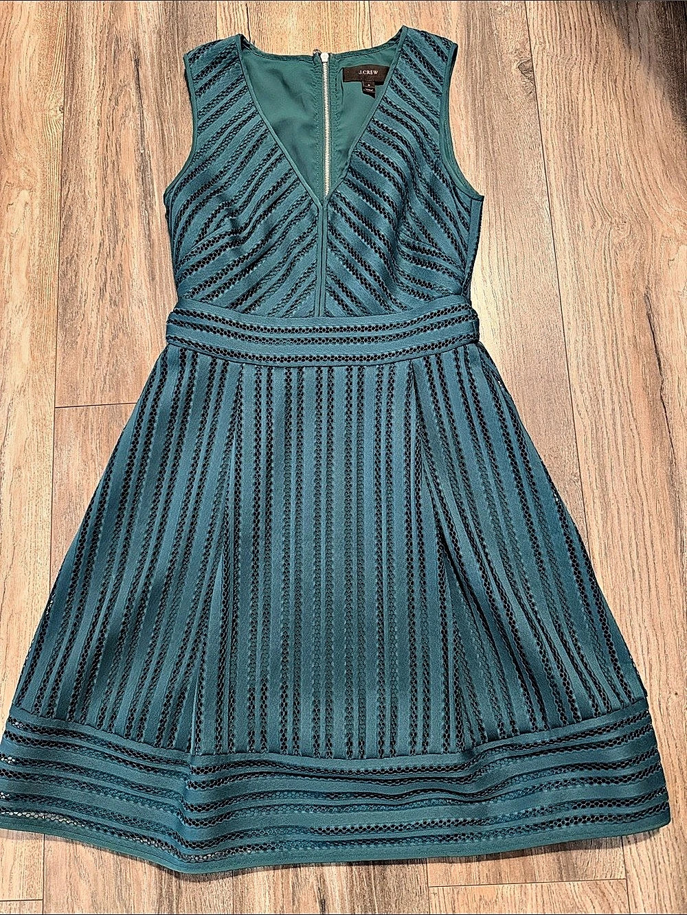 J.Crew Striped Midi Dress in Green Like New